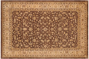handmade Traditional Kafkaz Chobi Ziegler Brown Tan Hand Knotted RECTANGLE 100% WOOL area rug 10 x 14
